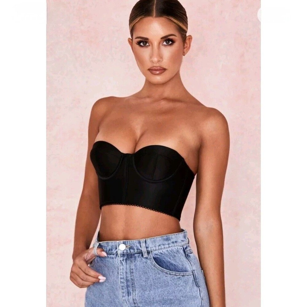 House of CB Black Strapless Bra with Sweetheart Neckline